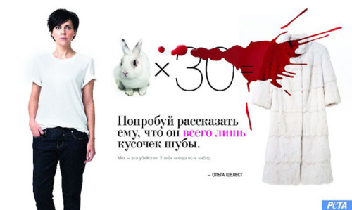 Ольга Шелест в кампании PETA против натурального меха